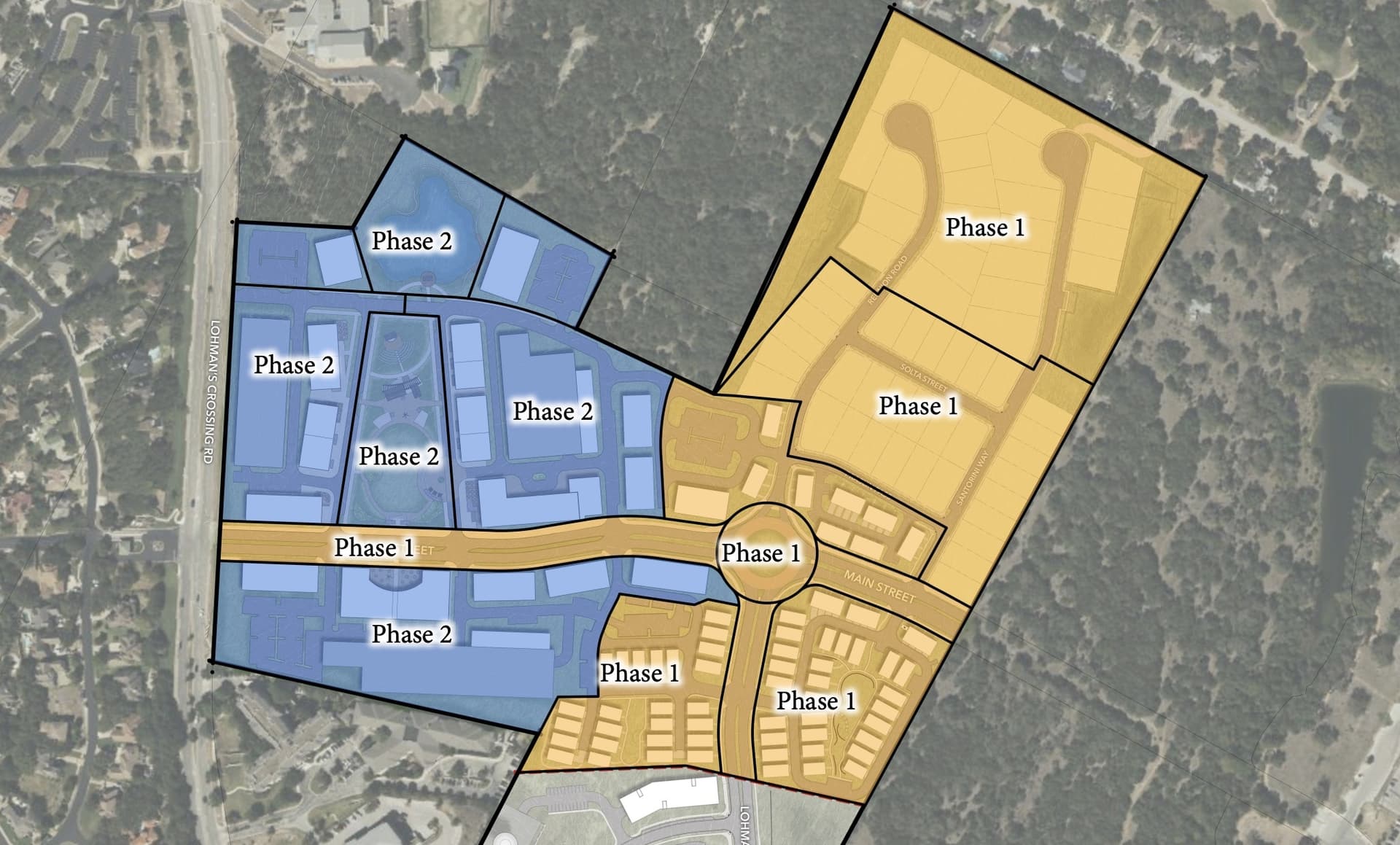 The mixed-use development will now proceed in two main phases. (Courtesy city of Lakeway)