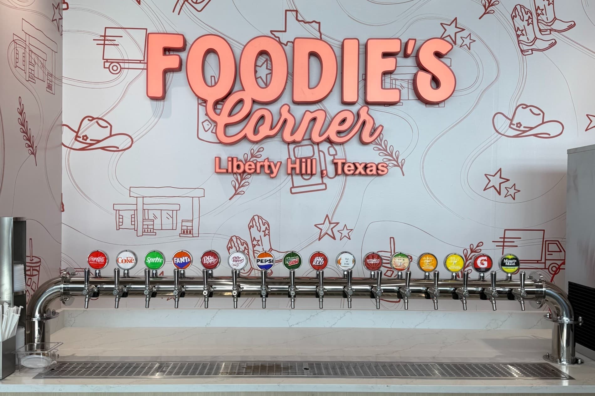 Foodie’s Corner also offers an on-tap fountain drink machine. (Courtesy Foodie's Corner)