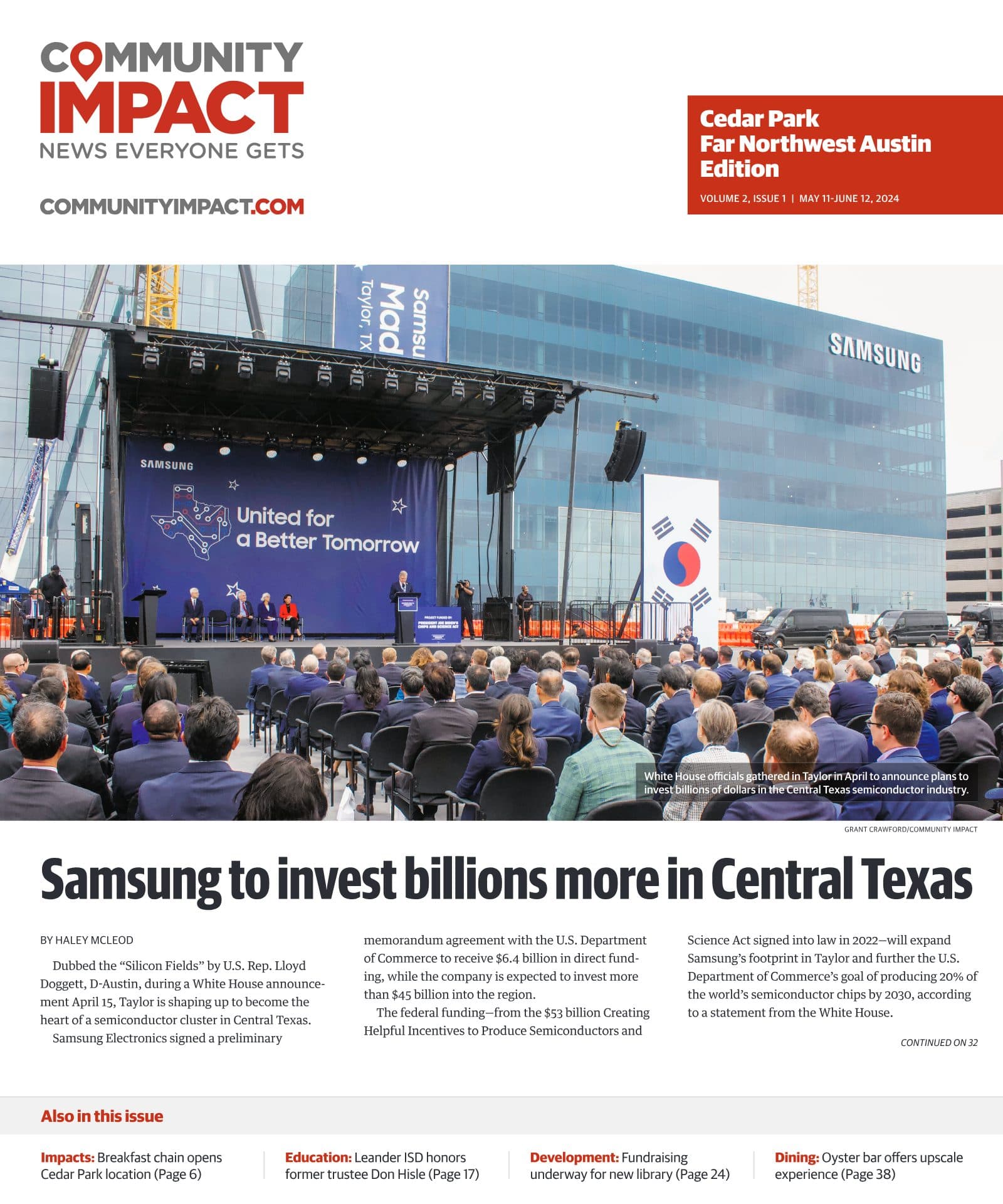 Cedar Park cover — May 2024
