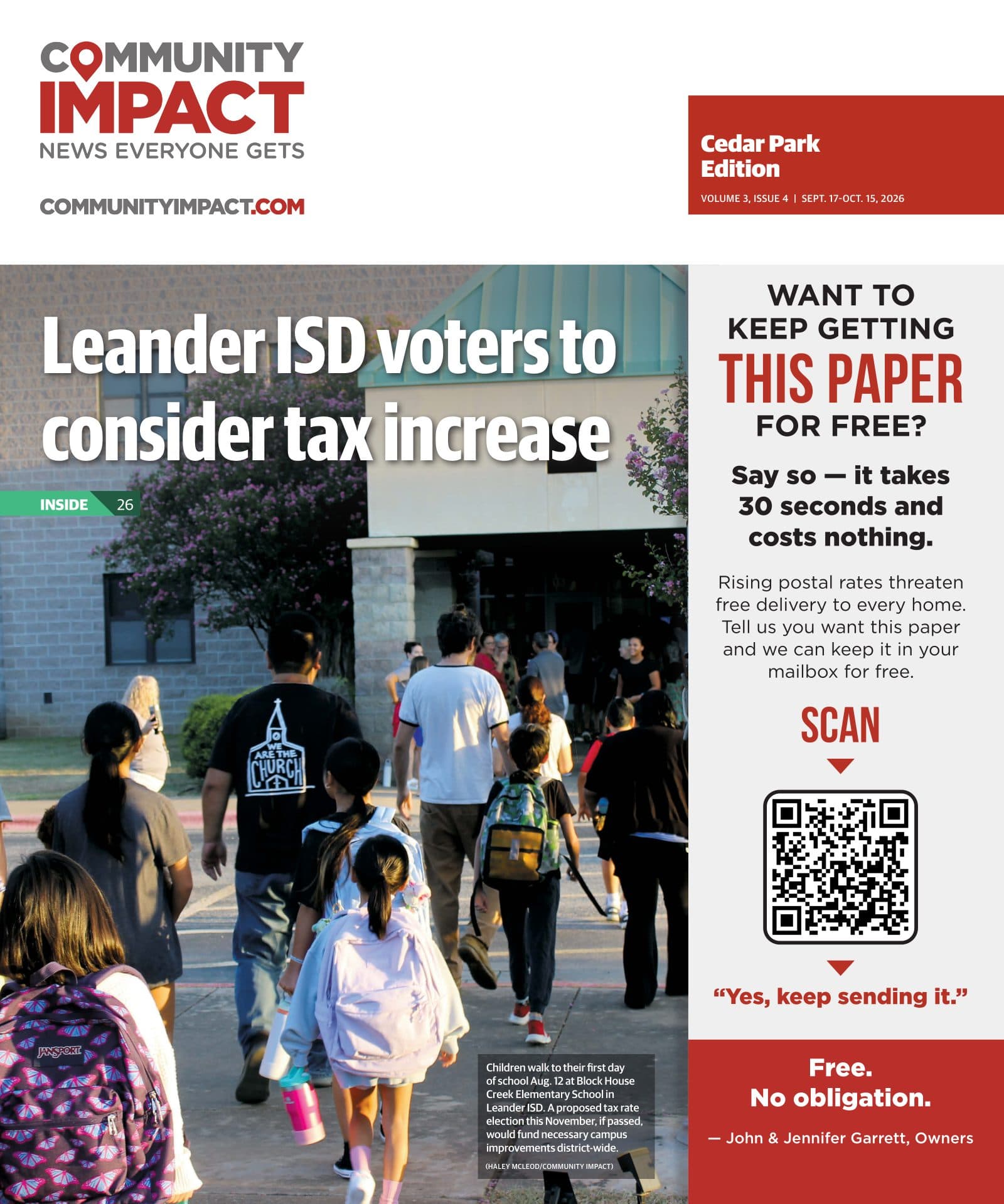 Cedar Park cover — September 2026