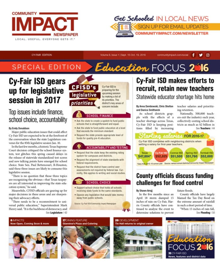 Cy-Fair - Jersey Village cover — September 2016