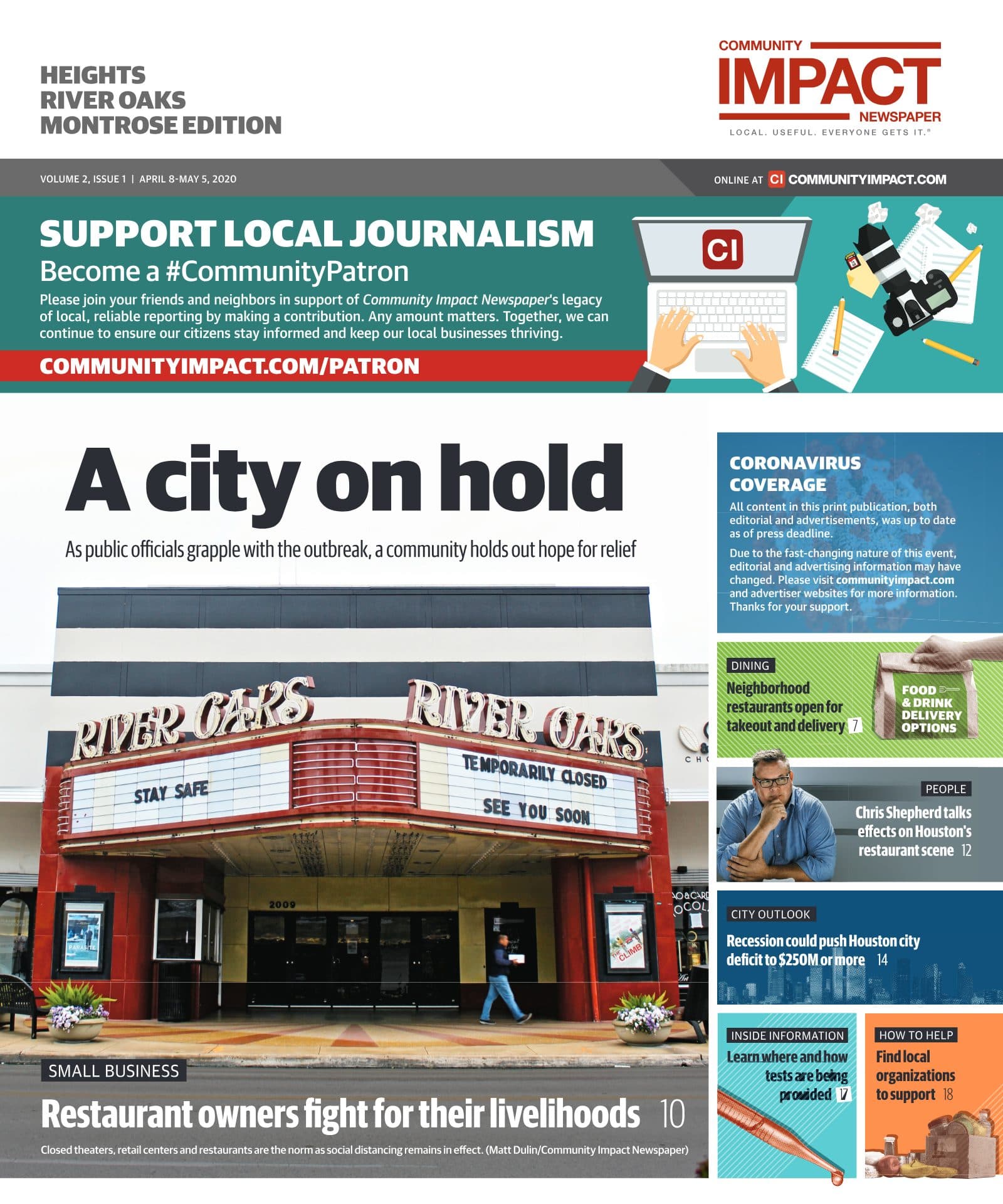 Heights - River Oaks - Montrose cover — April 2020