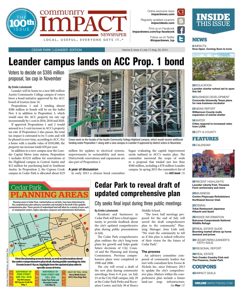 Cedar Park cover — July 2014