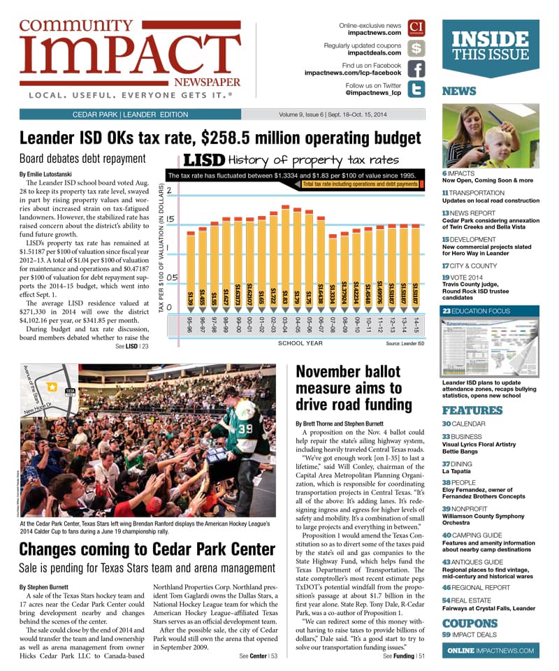 Cedar Park cover — September 2014