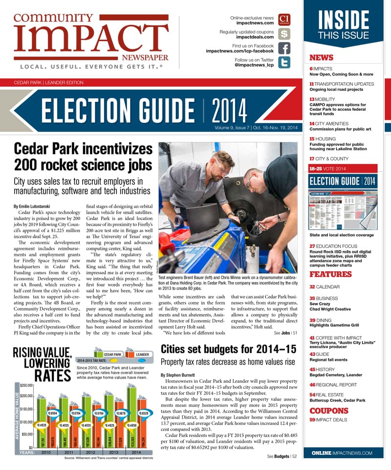 Cedar Park cover — October 2014