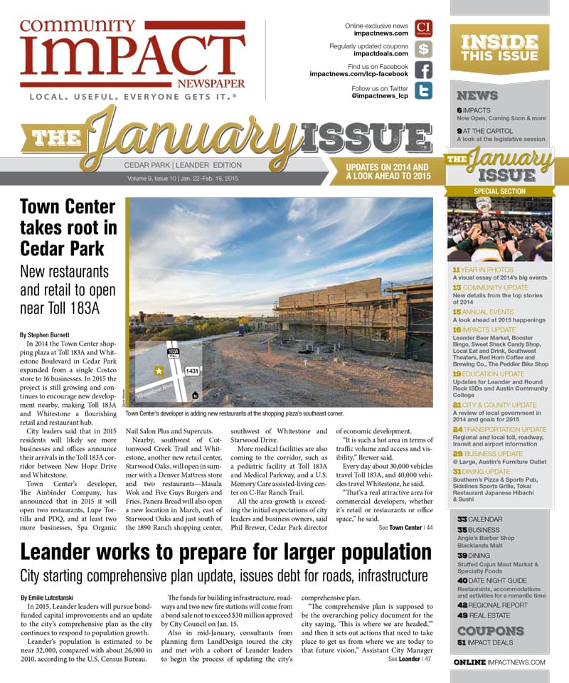 Cedar Park cover — January 2015