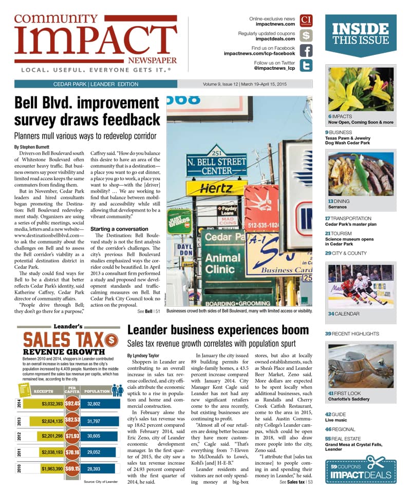 Cedar Park cover — March 2015