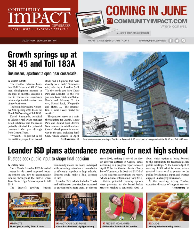 Cedar Park cover — May 2015