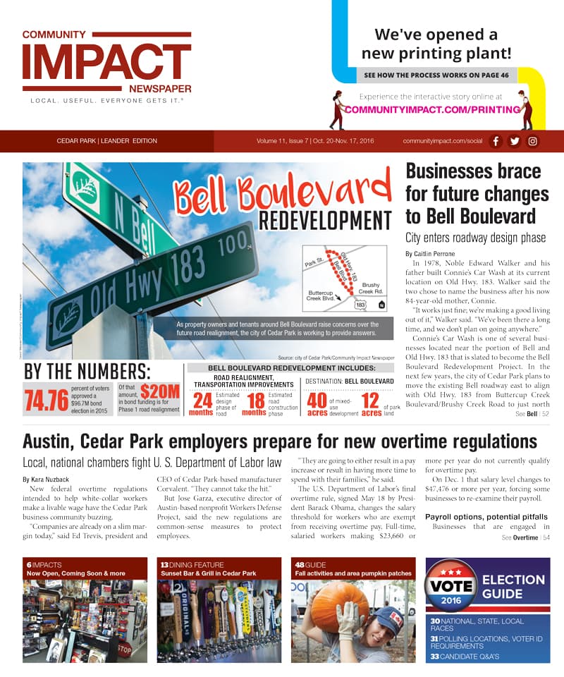 Cedar Park cover — October 2016