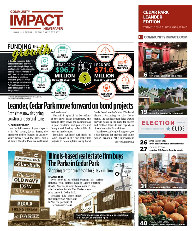 Cedar Park cover — October 2017