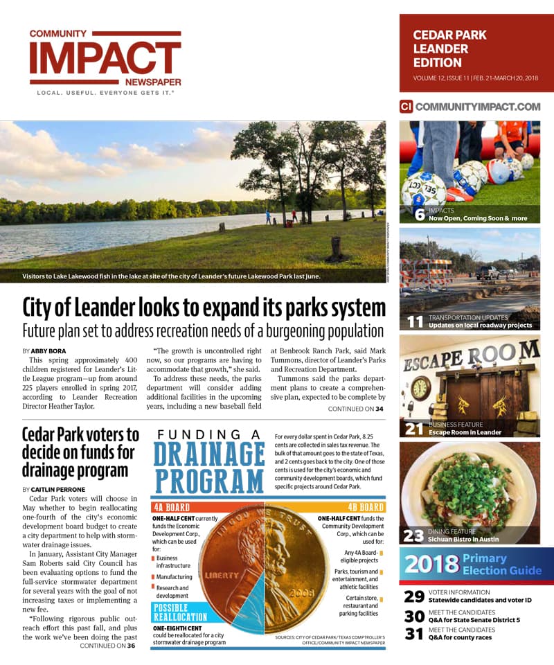 Cedar Park cover — February 2018