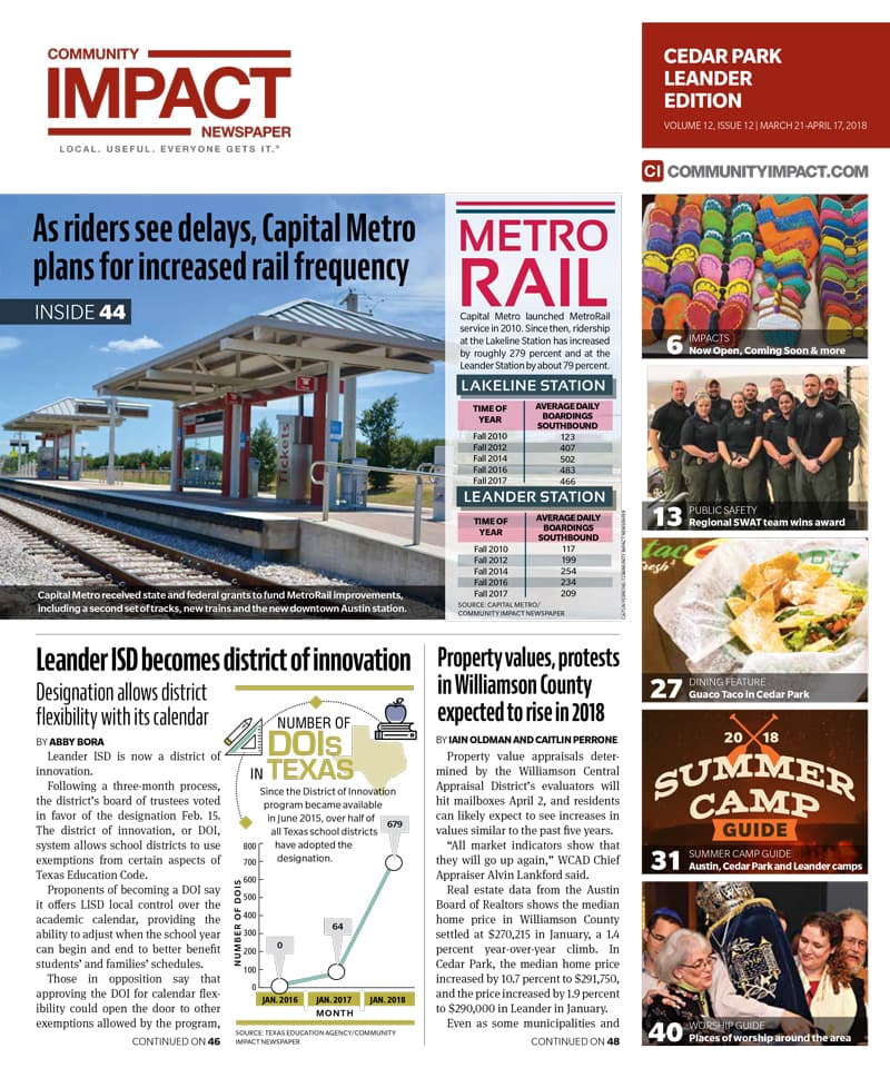 Cedar Park cover — March 2018