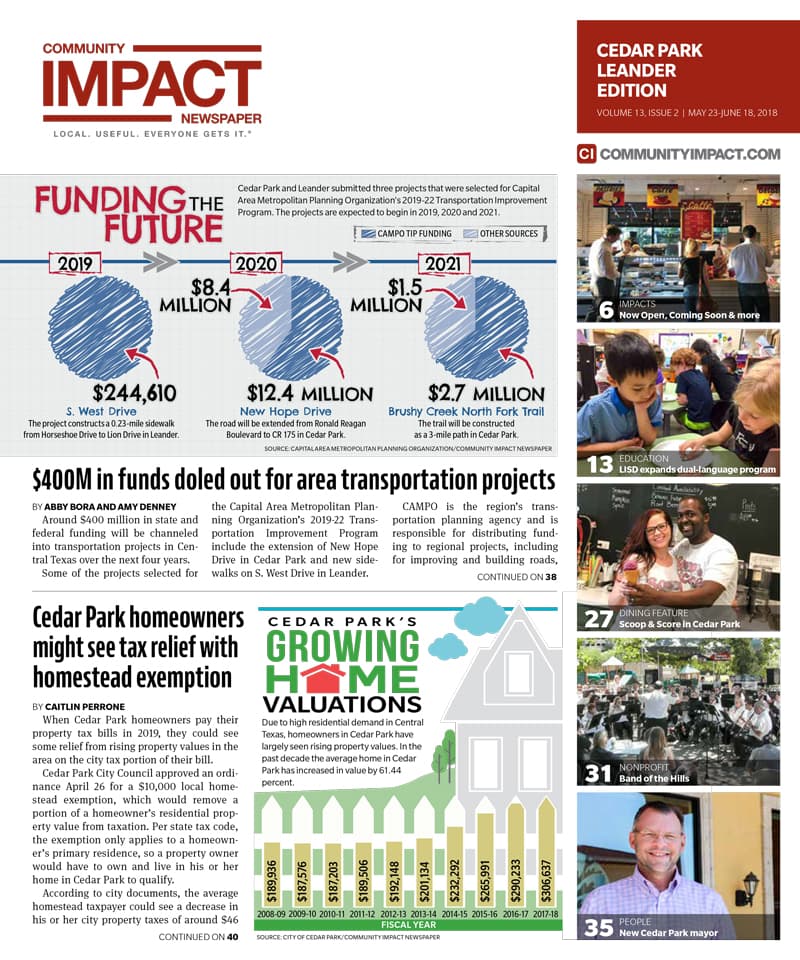 Cedar Park cover — May 2018