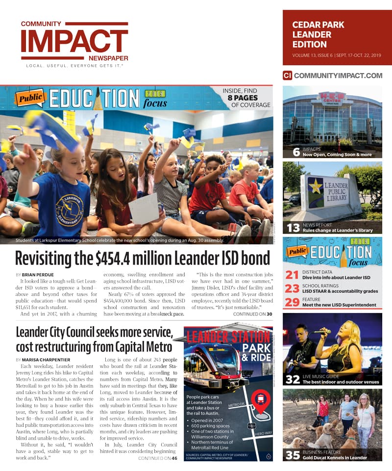 Cedar Park cover — September 2019