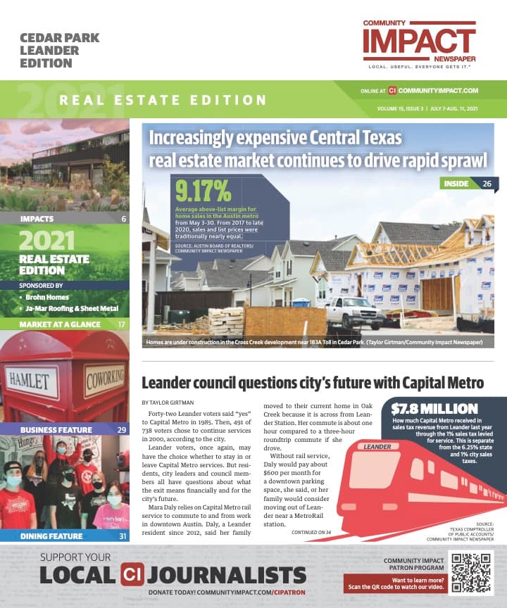 Cedar Park cover — July 2021