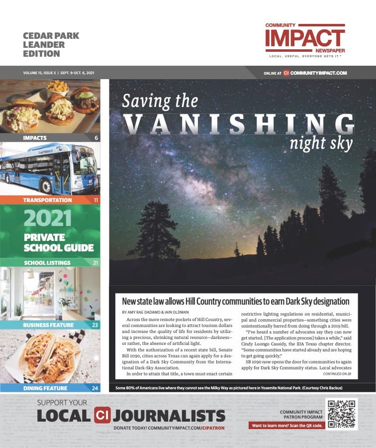 Cedar Park cover — September 2021