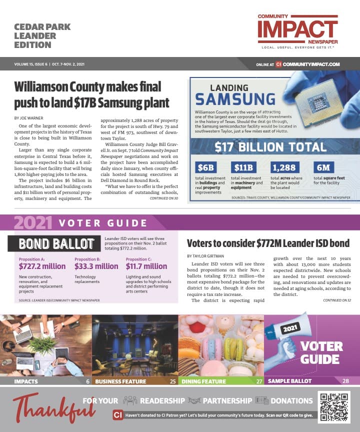 Cedar Park cover — October 2021