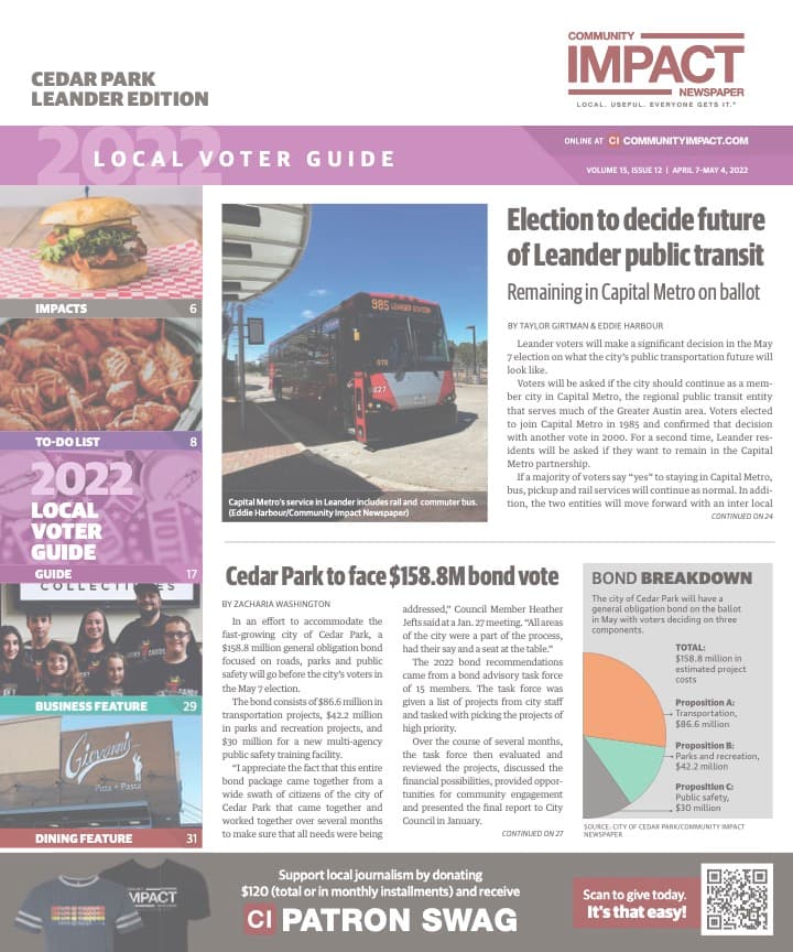 Cedar Park cover — April 2022