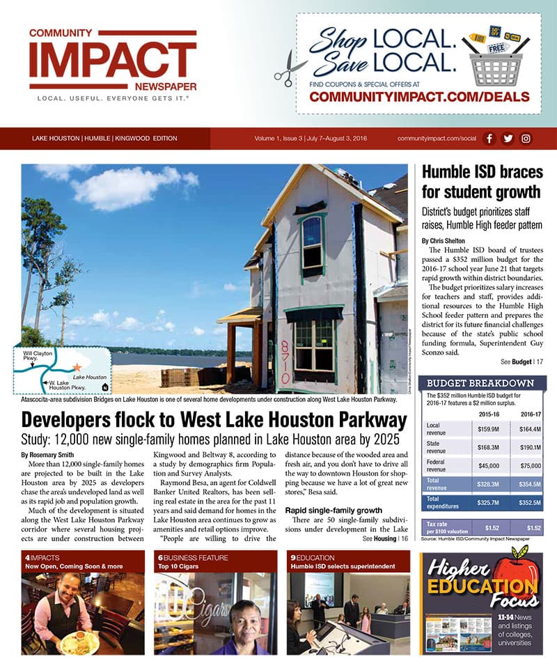 Lake Houston - Humble - Kingwood cover — August 2016