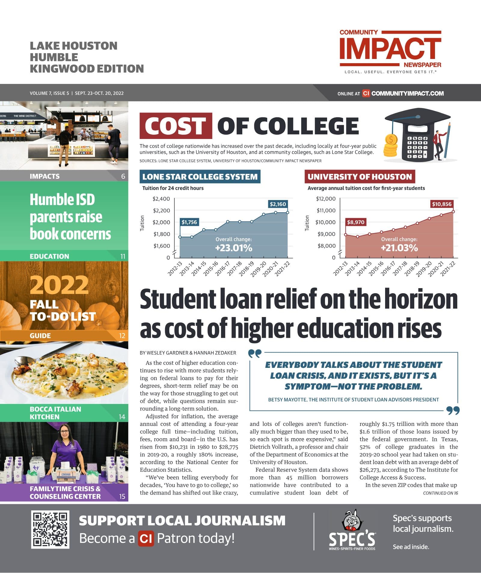 Lake Houston - Humble - Kingwood cover — September 2022