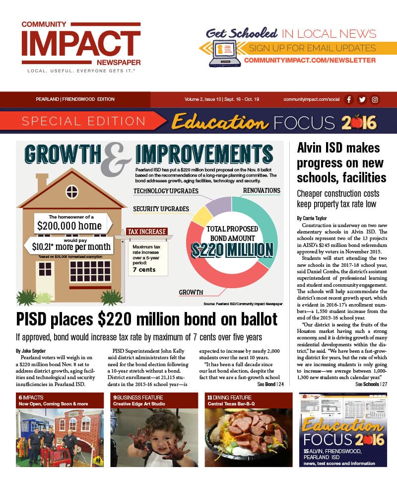 Pearland - Friendswood - Manvel cover — September 2016