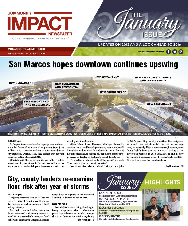 San Marcos - Buda - Kyle cover — January 2016