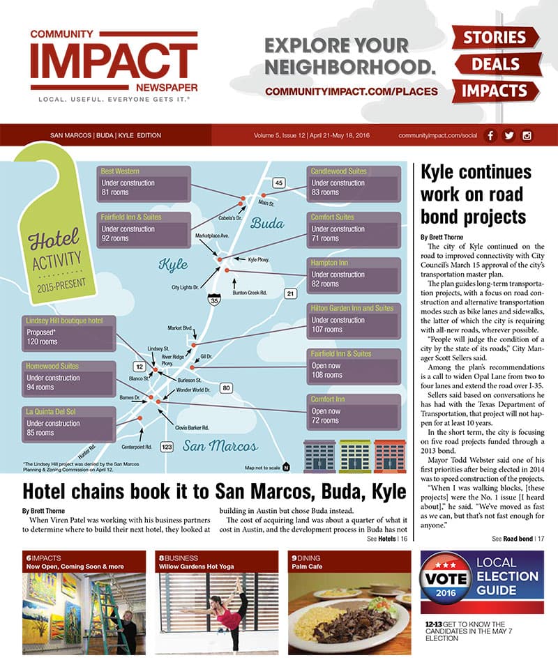 San Marcos - Buda - Kyle cover — April 2016