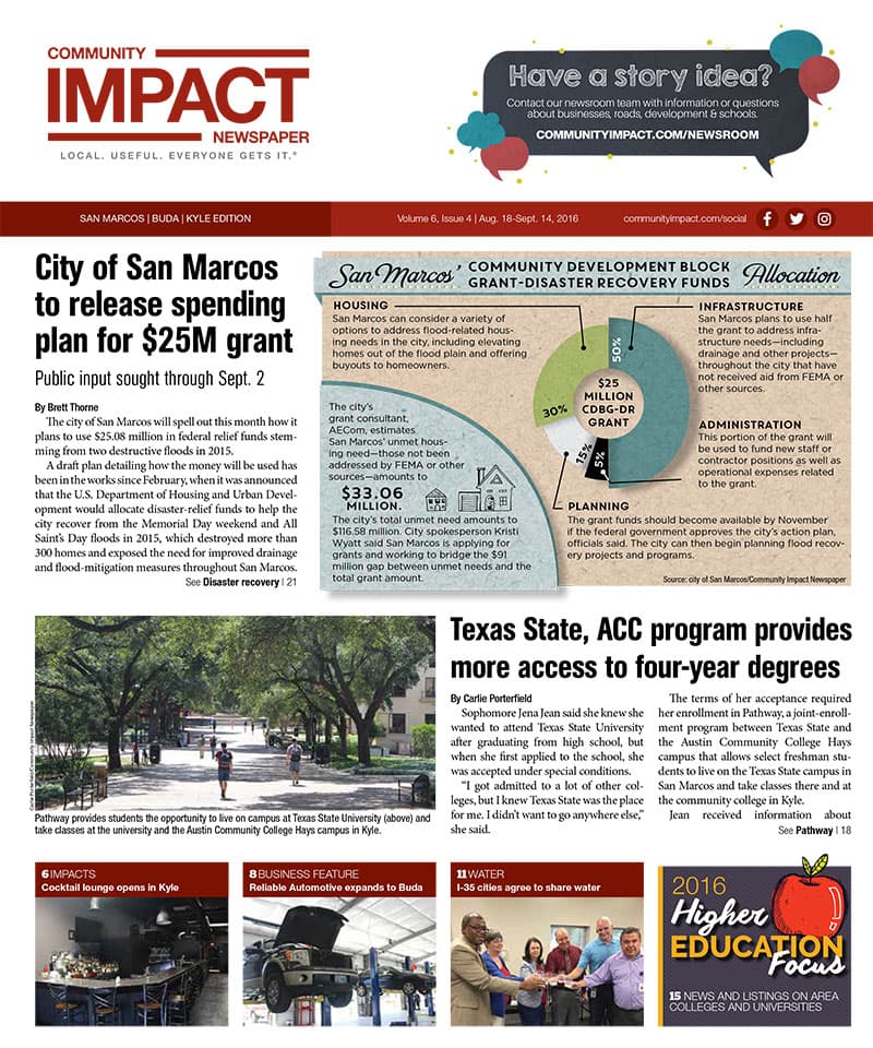 San Marcos - Buda - Kyle cover — August 2016