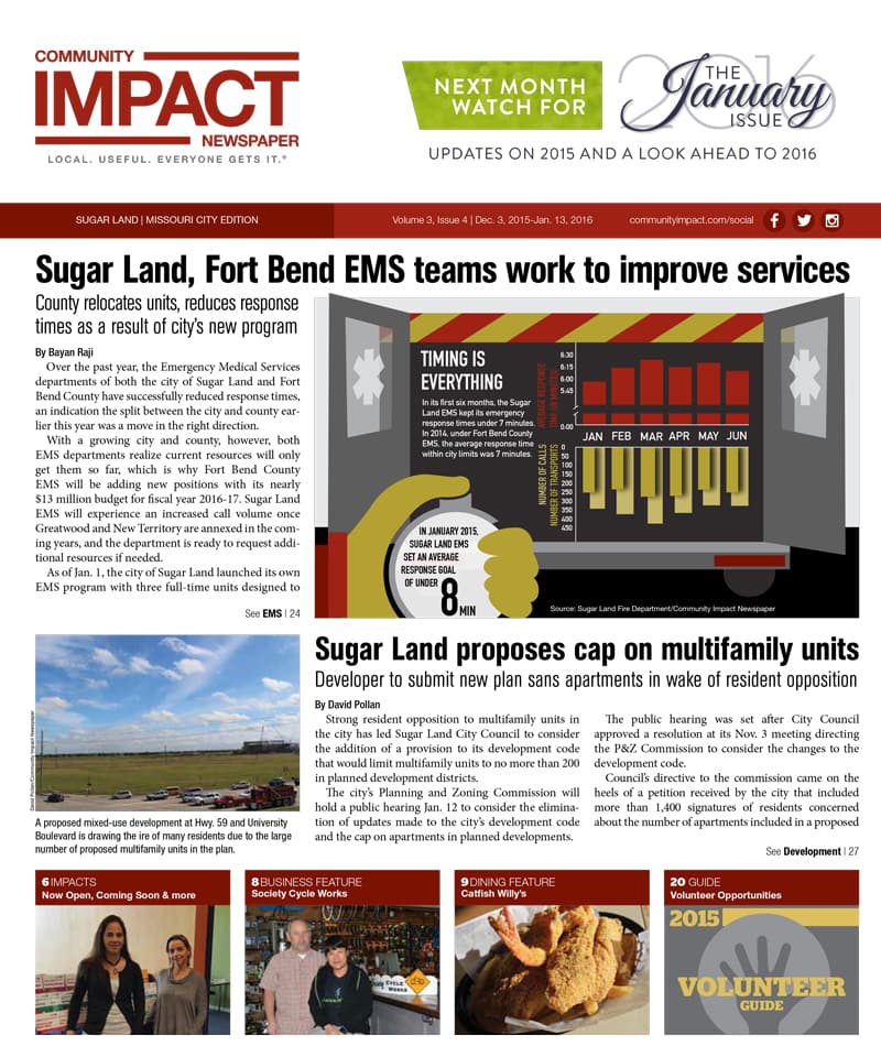 Sugar Land - Missouri City cover — December 2015