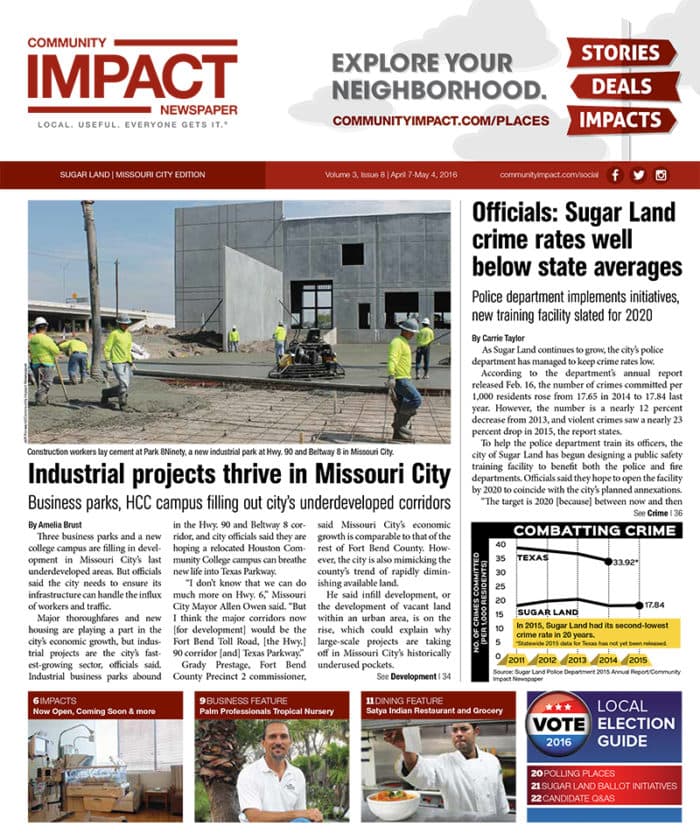 Sugar Land - Missouri City cover — April 2016