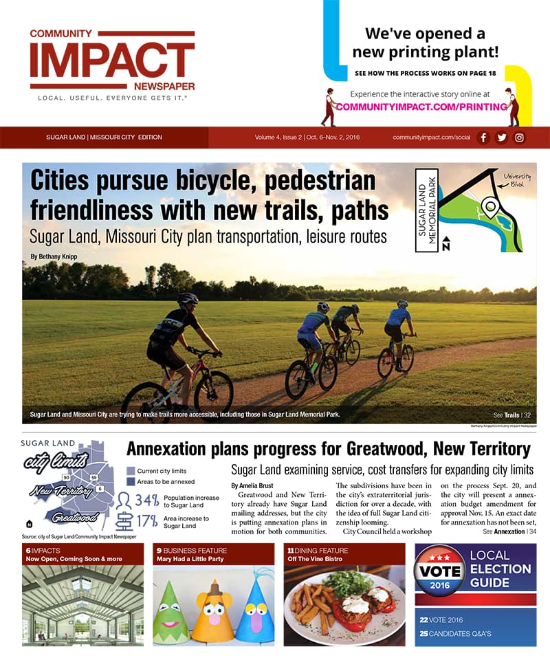 Sugar Land - Missouri City cover — October 2016