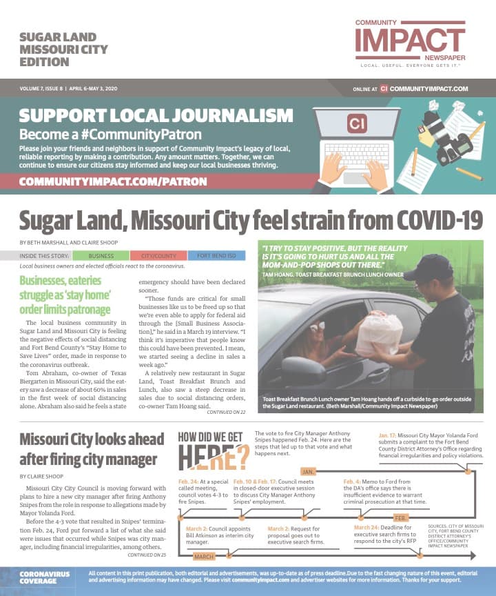 Sugar Land - Missouri City cover — April 2020