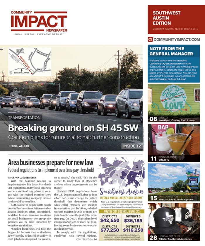 Southwest Austin - Dripping Springs cover — November 2016