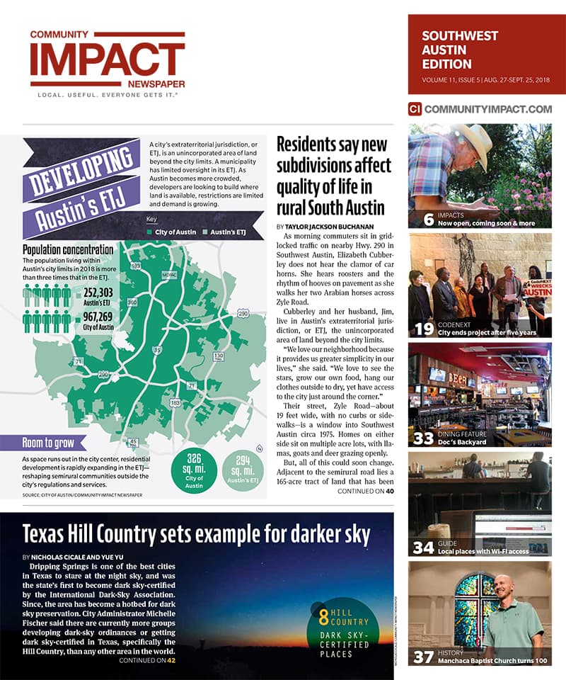 Southwest Austin - Dripping Springs cover — August 2018