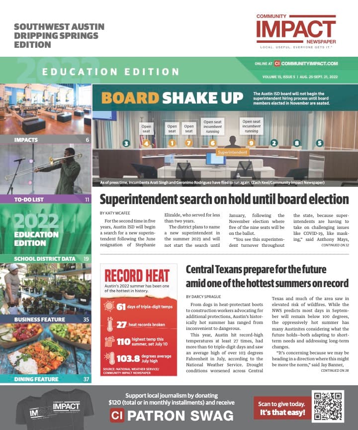 Southwest Austin - Dripping Springs cover — August 2022