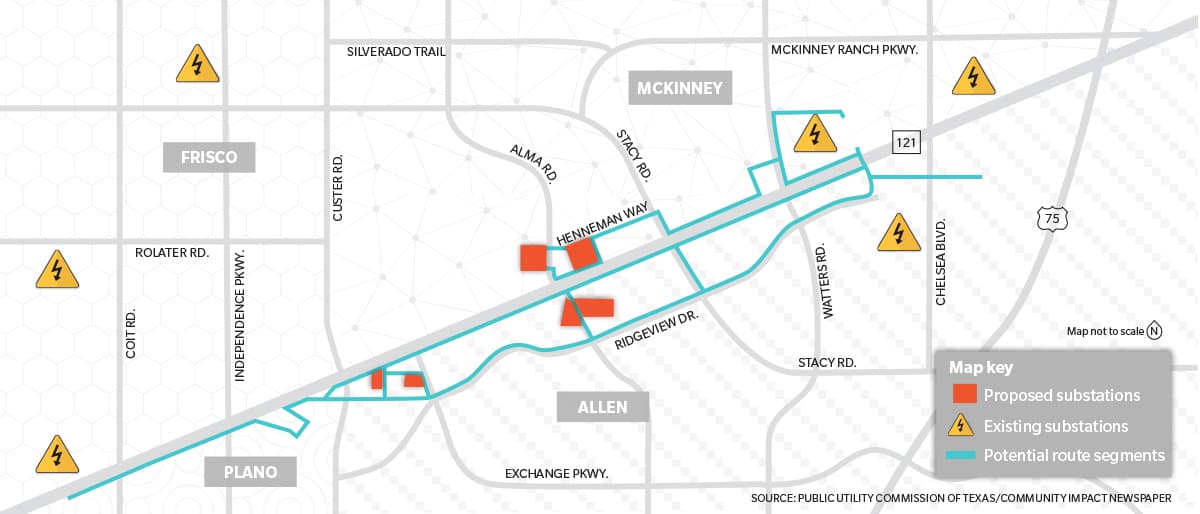 Request filed for new substation, power lines along SH 121 in McKinney, Allen, Frisco, Plano