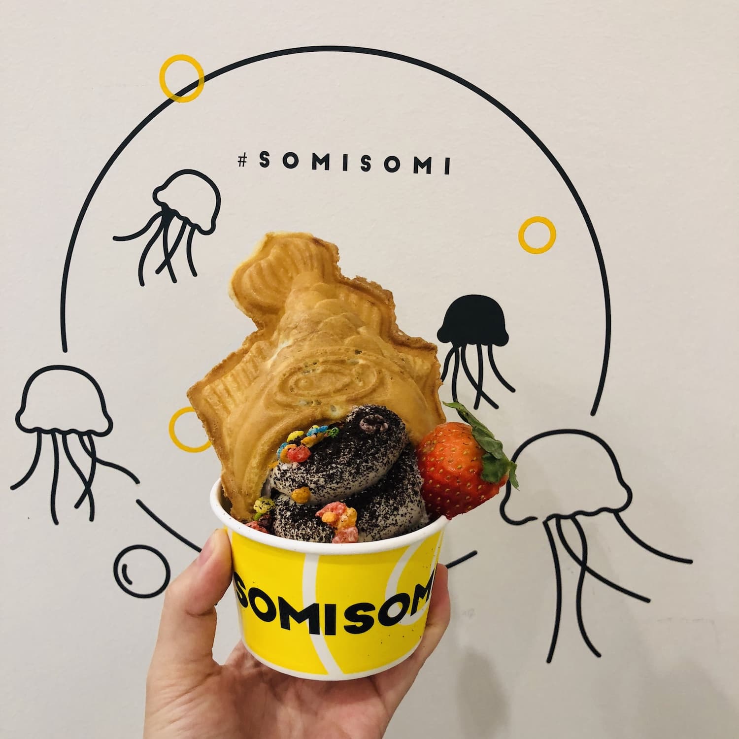 SomiSomi Soft Serve & Taiyaki now serving ice cream in goldfish-shaped cones in Frisco
