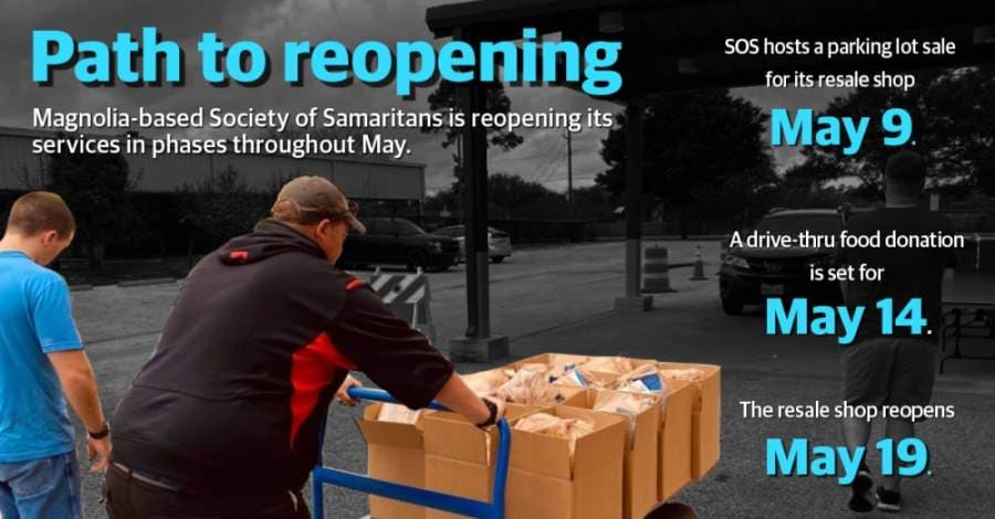 Society of Samaritans serves 3,000 families; drive-thru food donation, sidewalk sale scheduled