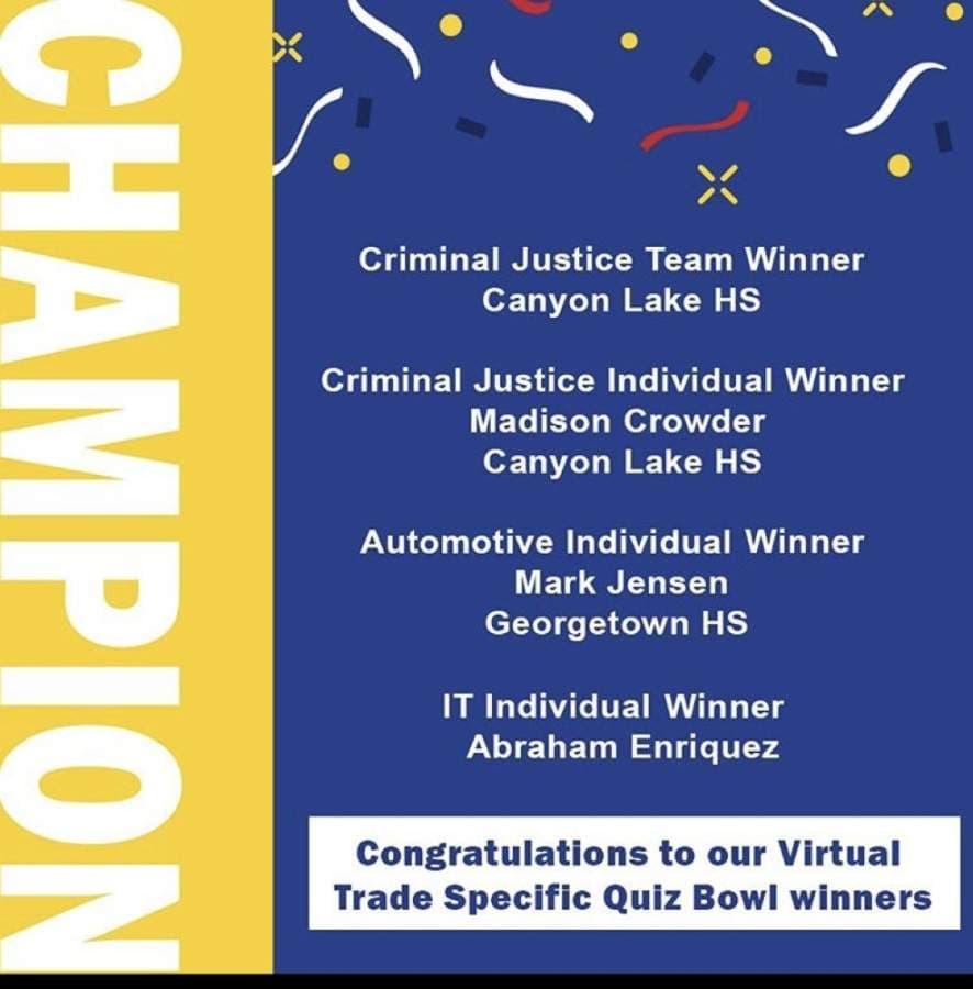 Canyon Lake High School SkillsUSA team wins state competition