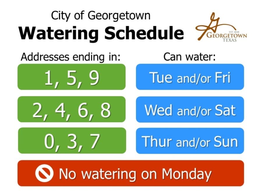 Georgetown residents may not water their lawns between noon-7 p.m. starting July 14