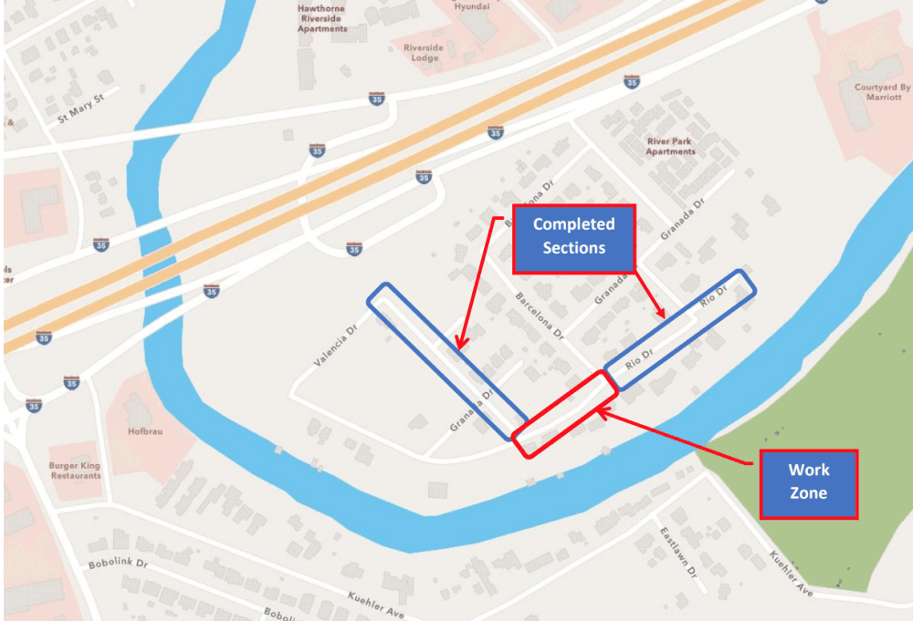 Portion of Rio Drive in New Braunfels to remain closed until early July