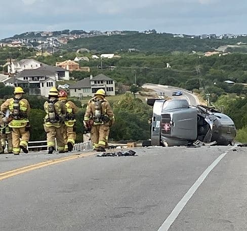 Overturned propane truck temporarily closes Flint Rock Road