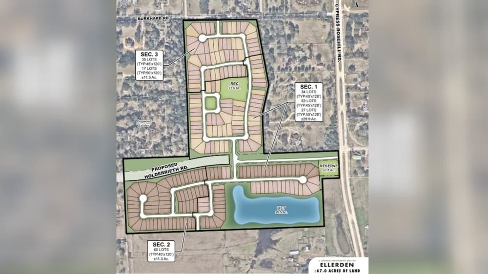 220-home community planned for Cypress-Rosehill Road in western Tomball