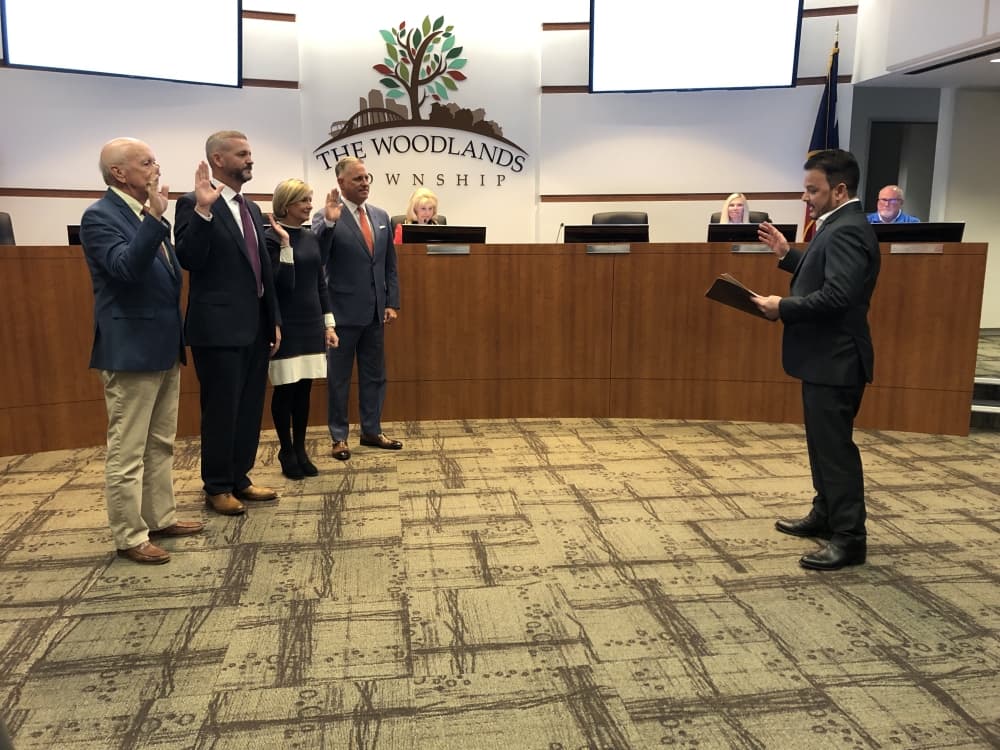 New members of The Woodlands Township board of directors sworn in at Nov. 30 meeting