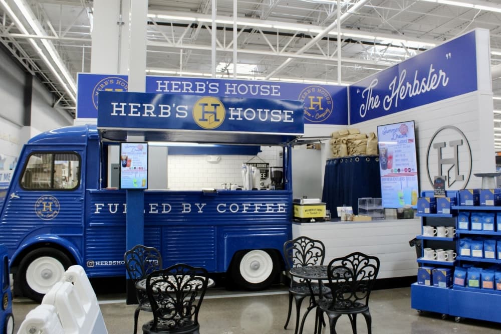 Herb's House coffee van parks inside Plano Walmart