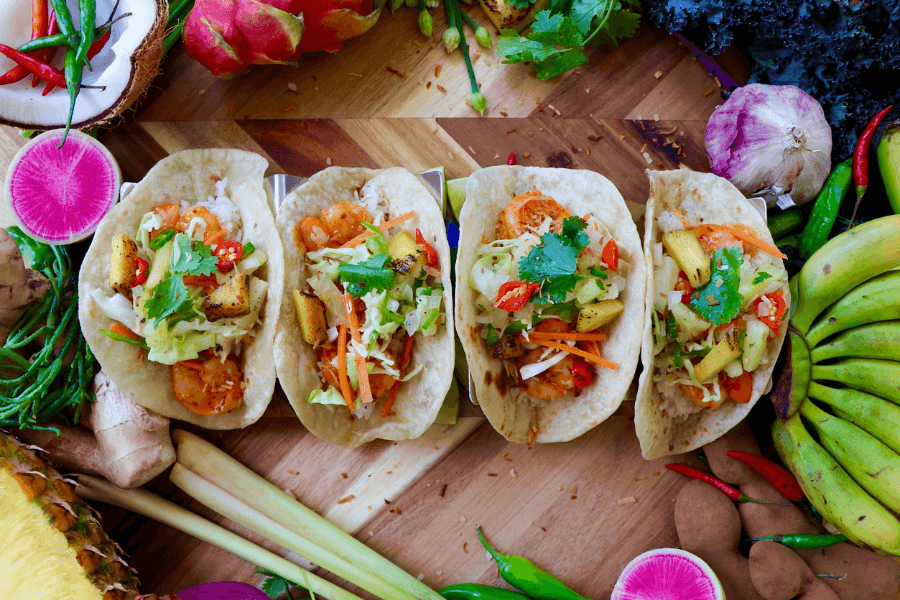 Shoreline Shrimp serves shrimp, bringing a taste of the Pacific Rim with unique shrimp tacos.