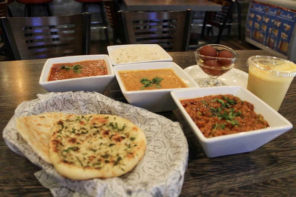 array of Indian food dishes