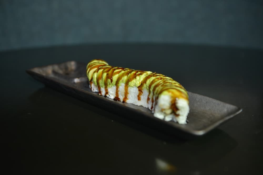 Dragon roll sushi at Taro Japanese Restaurant in Houston with fresh seafood, colorful presentation, and traditional Japanese flavors