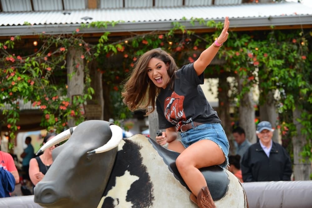 woman on a mechanical bull