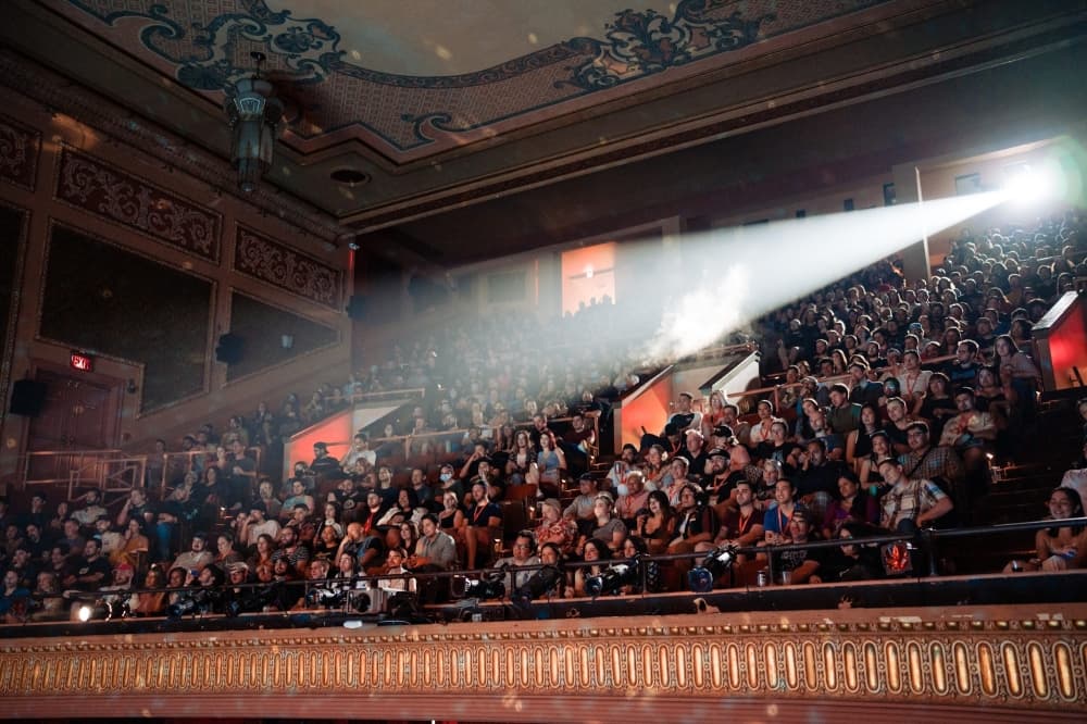 An image of the audience from the stage.